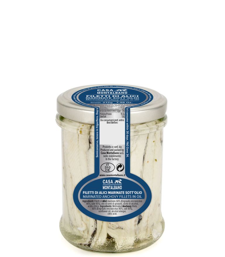 Casa Montalbano Marinated Anchovy Fillets in Oil 212g Charles Grech