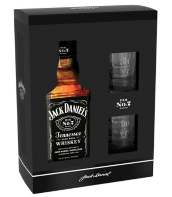 Jack Daniel's No.7 70cl With 2 Glasses Carton Pack