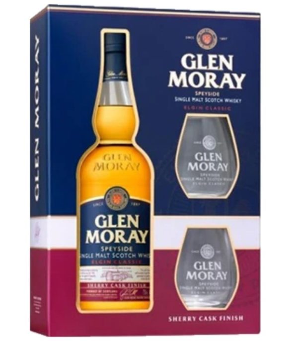 Glen Moray Sherry Cask Finish 70cl Gift Pack 2 Glasses