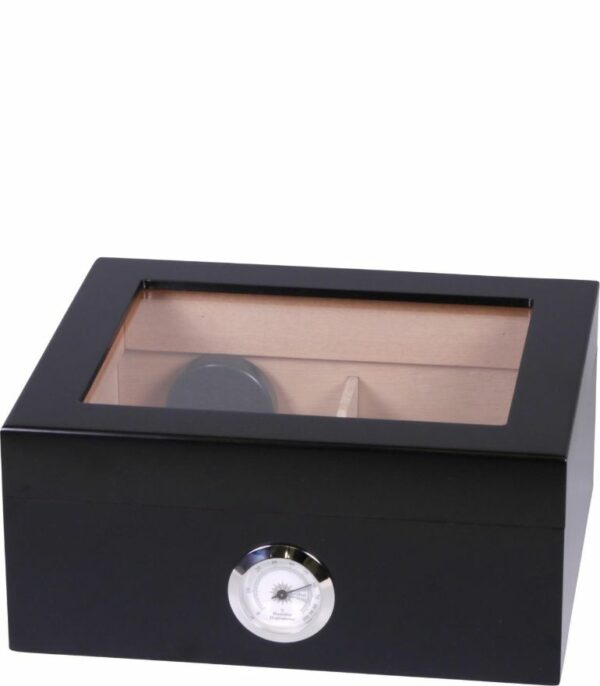 Cigar Humidor Black Matte With Glass top x25 cigars
