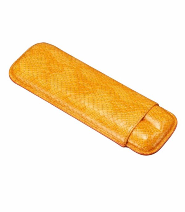 Siglo Lizard Print Orange Leather Cigar Case x2 Cigars