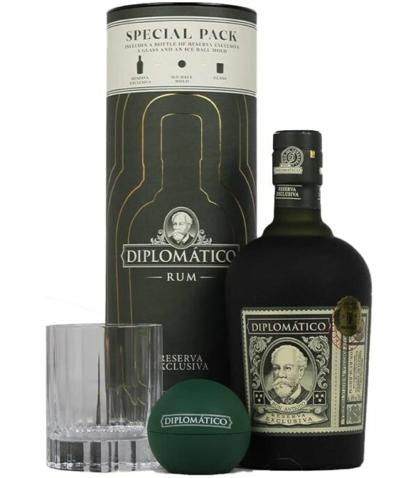 Diplomatico Rum Reserva Exclusiva 70cl Gift Pack With Ice Ball Mold And Glass