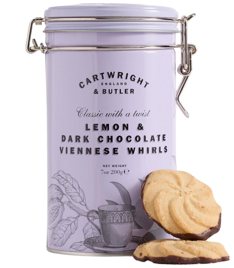 Cartwright and Butler Lemon & Dark Chocolate Viennese Whirls Tin 200g