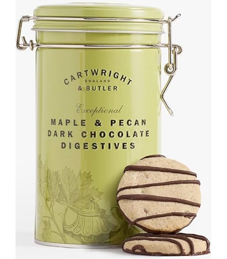 Cartwright and Butler Maple And Pecan Dark Chocolate Digestives Tin 200g
