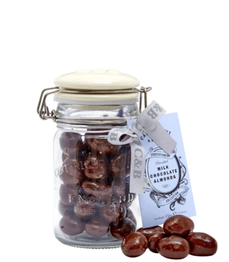 Cartwright and Butler Sea Salted Milk Chocolate Almonds in Gift Jar 150g