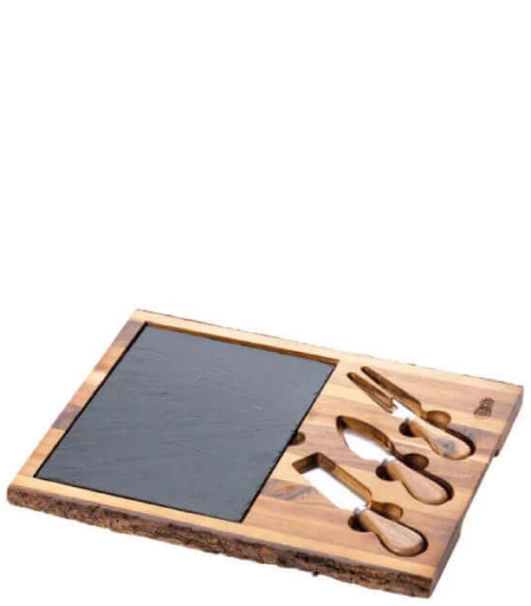 Cartwright and Butler Lytton House Acacia Wood & Slate Cheese Server Set