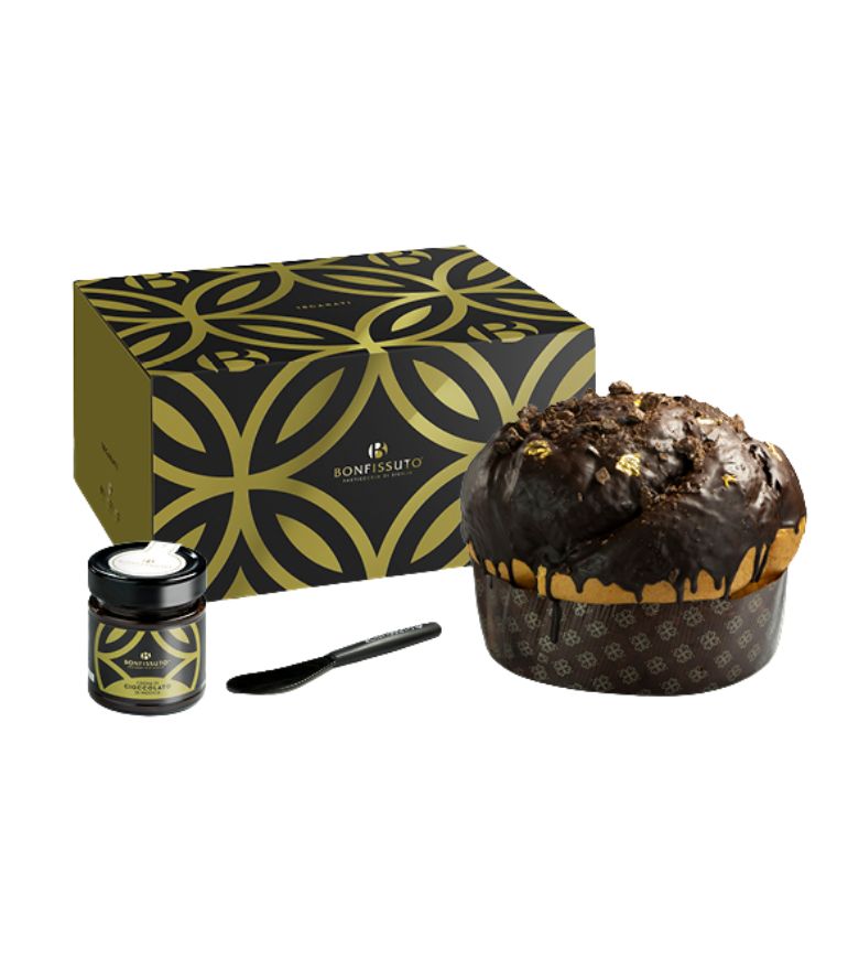 Bonfissuto 18-Carat Chocolate Panettone with Chocolate Cream 1Kg