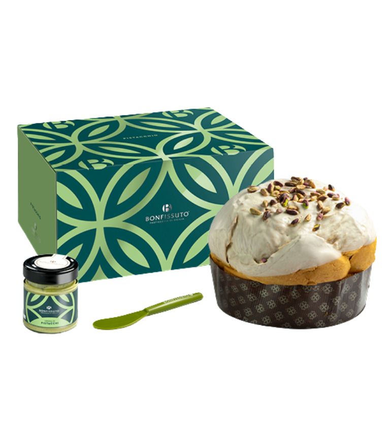 Bonfissuto Pistachio Panettone with Pistachio Cream 1Kg