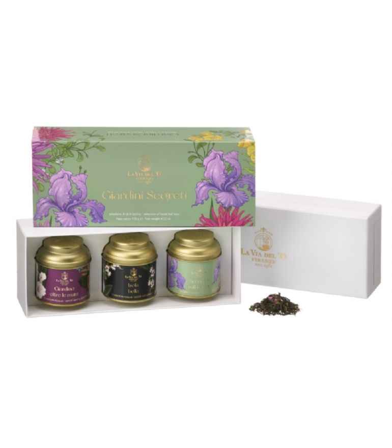 La Via Del Te Giardini Segreti Celadon Green Gift Box with 3x Tins
