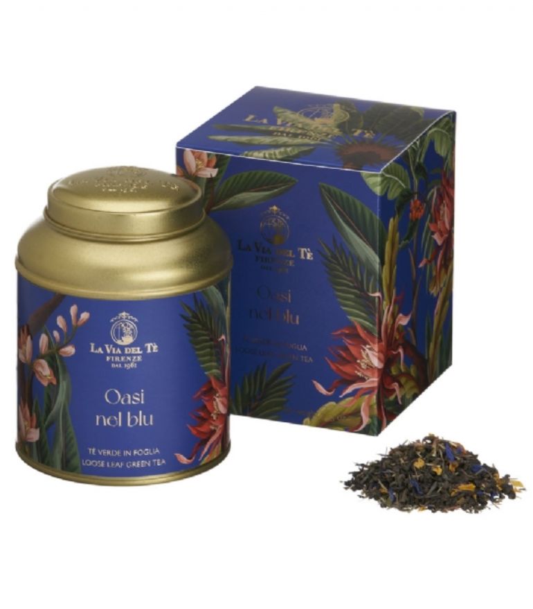 La Via Del Te Oasi Nl Blu Loose leaf green tea in Tin 100g