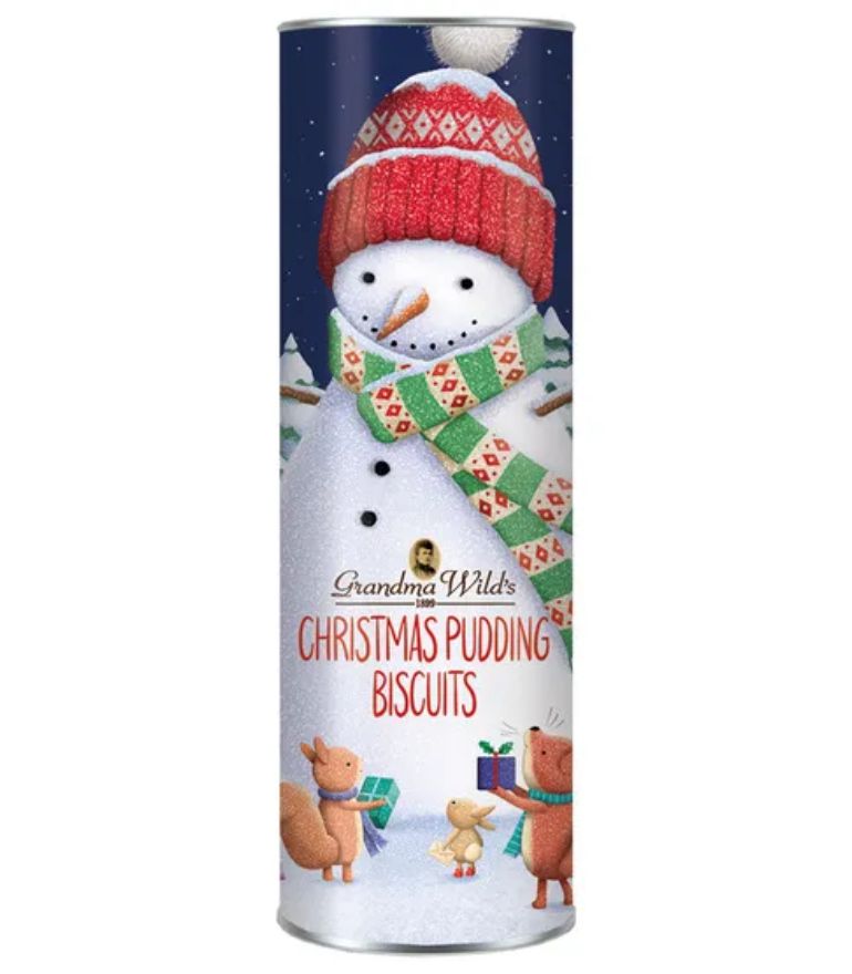 Grandma Wild's Biscuits in Snowman Tube 200g
