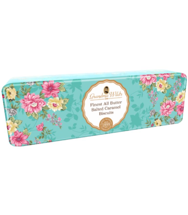 Grandma Wild's Butter Salted Caramel Biscuits Victorian Green Tin 150g