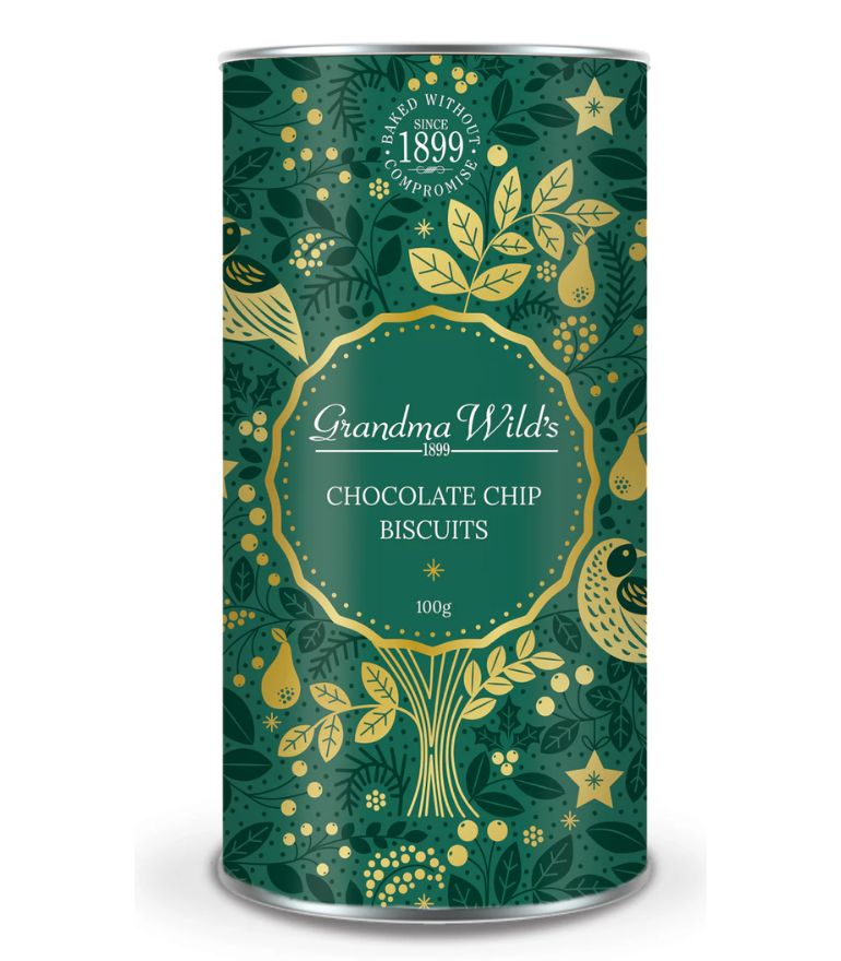 Grandma Wild's Chocolate Chip Biscuits Green Tube 100g