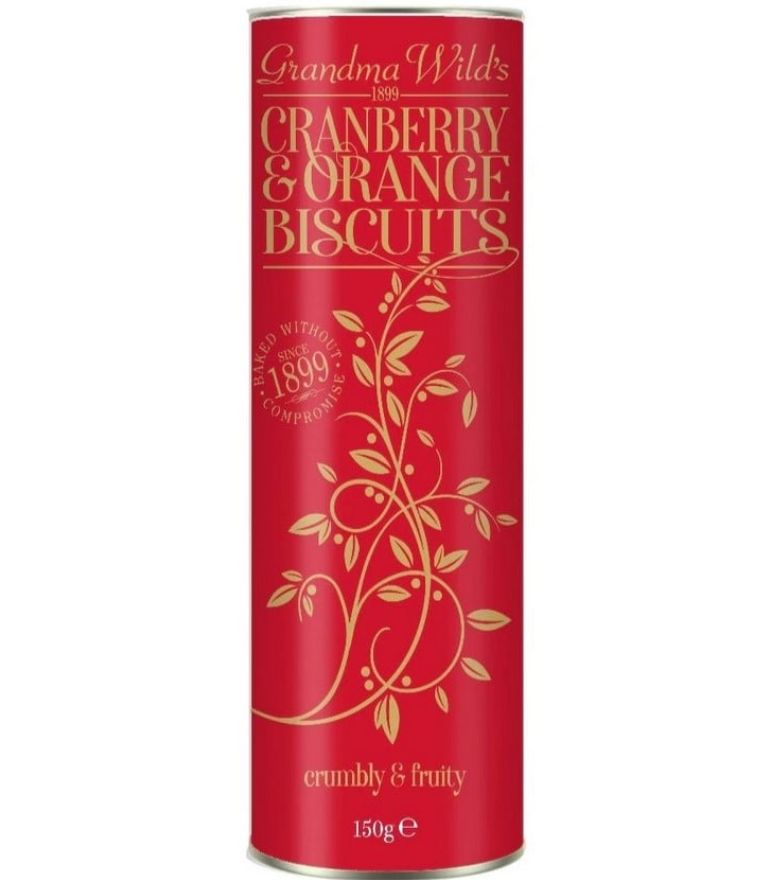 Grandma Wild's Candycane Cranberry and Orange Biscuits in Tube 150g