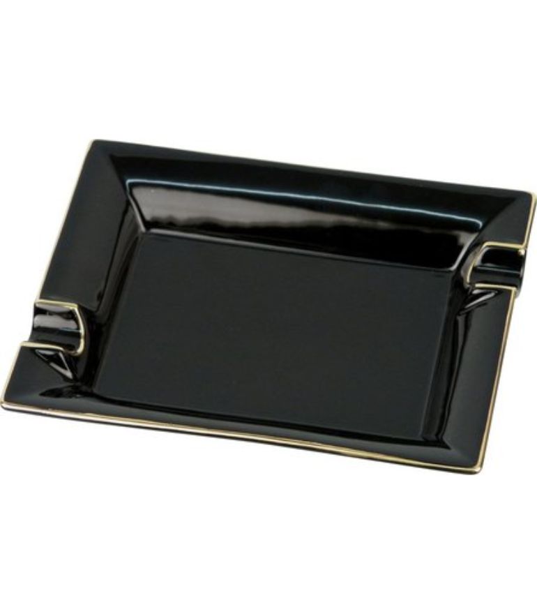 Porcelain Cigar Ashtray Black with Gold 