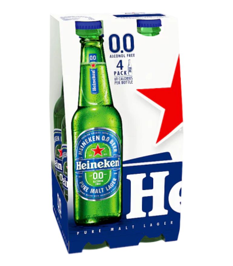 Heineken Lager 0.0 33cl Bottle Pack x 4